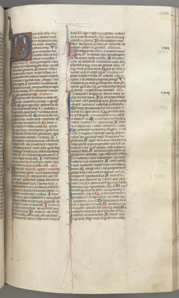 Fol. 233r, Psalm 109, historiated initial D, God the Father and Son, the Holy Ghost between them, c