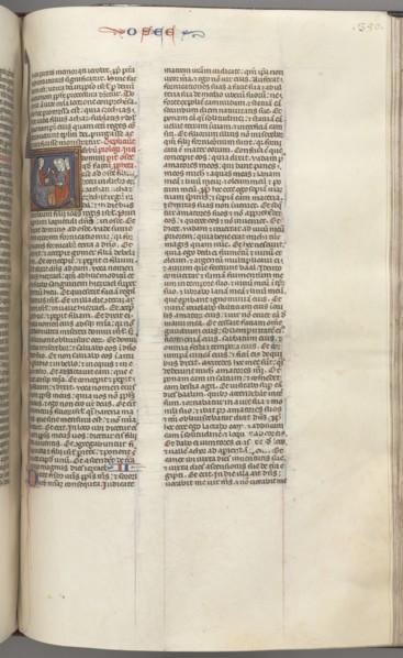 Fol. 350r, Hosea, historiated initial V, Hosea preaching to three men