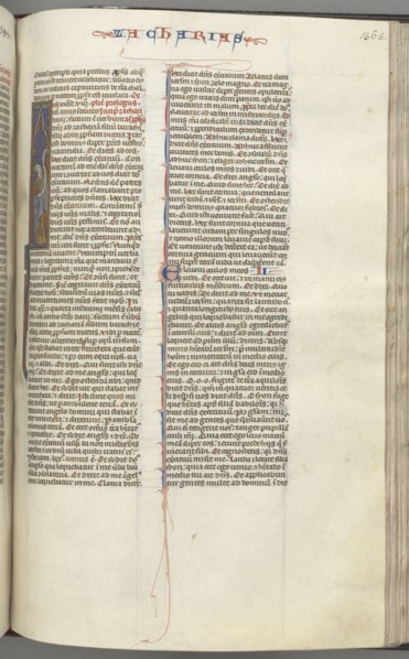 Fol. 365r, Zachariah, historiated initial I, Zachariah standing with a scroll, c. 1275-1300.