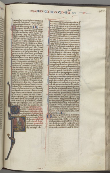 Fol. 456r, Timothy I, historiated initial P, Paul seated, c. 1275-1300. Southern France, Toulouse