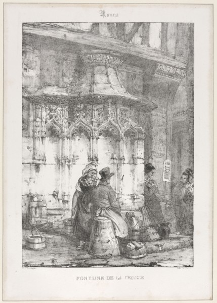 Architectural Remains and Fragments: Rouen - Fontaine de la Crosse, 1827. Richard Parkes Bonington