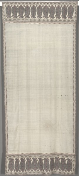 Long Shawl, c. 1812. India, Kashmir, 19th century. 2/2 twill tapestry weave, double interlocked;