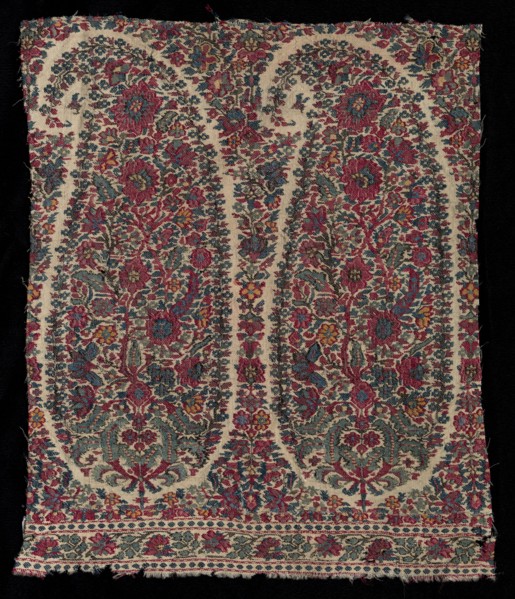 Long Shawl Fragment, 1820-1825. India, Kashmir, 19th century. 2/2 twill tapestry weave, double