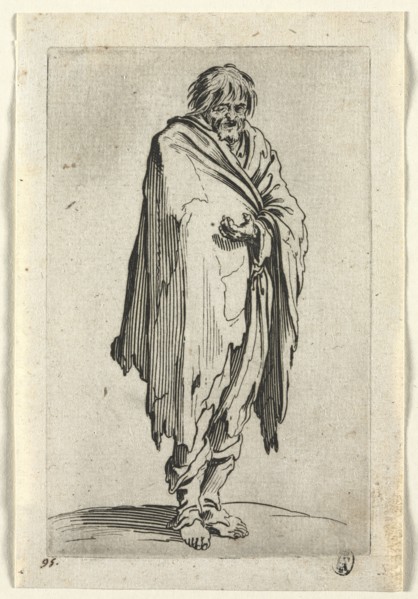The Beggars: Beggar without Hat or Shoes , c. 1623. Jacques Callot (French, 1592-1635). Etching