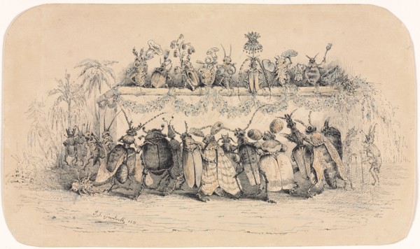 An Insect Ball, 1835. Jean-Jacques Grandville (French, 1803-1847). Pen and black ink with