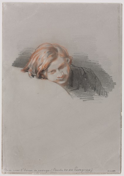 Head of a Young Man (Study for L'Oiseau de passage), 1853. Paul Gavarni (French, 1804-1866).