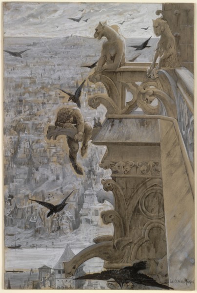Notre-Dame de Paris, c. 1881. Luc-Olivier Merson (French, 1846-1920). Pen and black ink, brush and
