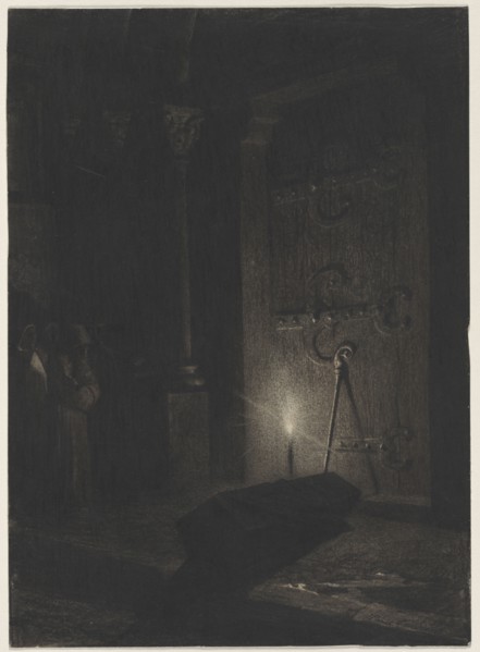 A Funeral , c. mid-1870s-early 1880s. Jean-Paul Laurens (French, 1838-1921). Charcoal and brush and