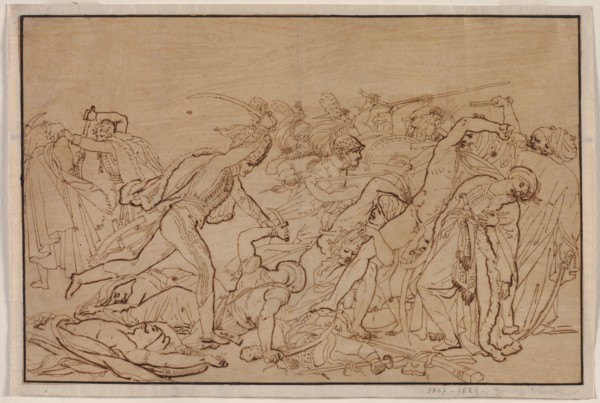 Study for The Revolt of Cairo, 1810. Anne-Louis Girodet de Roucy-Trioson (French, 1767-1824). Pen