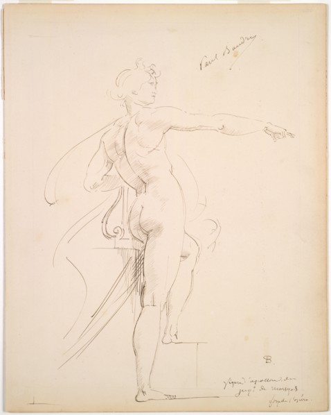 Study of Apollo for Marsyas (recto), late 1860s. Paul Baudry (French, 1828-1886). Pen and brown