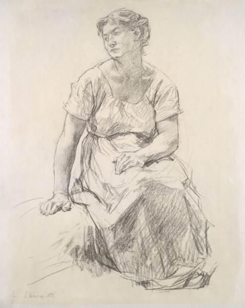 Seated Peasant Woman, c. 1885. Léon Augustin Lhermitte (French, 1844-1925). Charcoal ; overall: 49