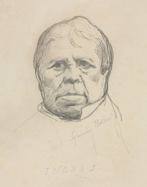 Portrait of Ingres. Albert-Ernest Carrier-Belleuse (French, 1824-1887). Graphite with brown ink;