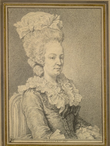 Half-length Portrait of a Seated Woman, 1781. Charles-Nicolas Cochin (French, 1715-1790). Black
