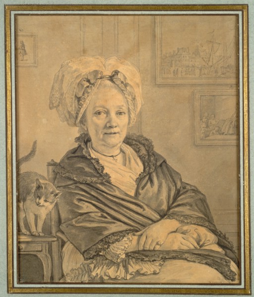 Seated Woman with a Cat, c. 1776. Jean-Michel the Younger Moreau (French, 1741-1814). Brush and