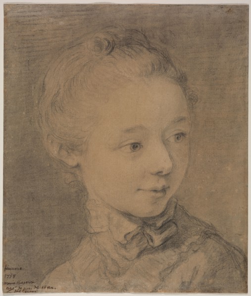 Head of a Young Girl Turning toward the Right, 1758?. Attributed to François Hubert Drouais