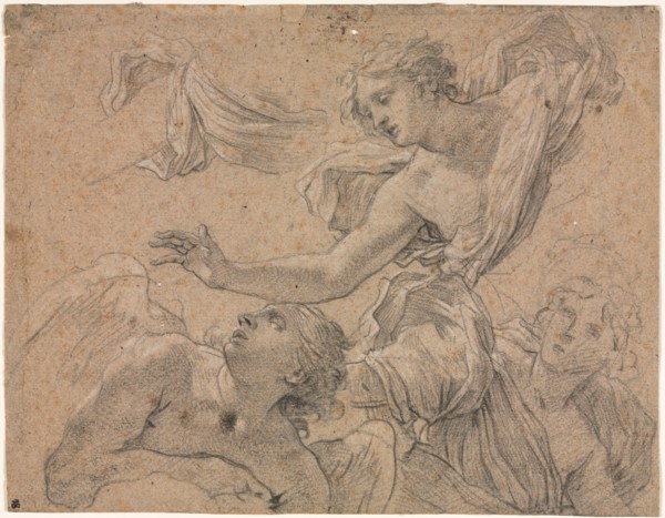 Studies of Angels (recto); Panthea before Cyrus? (verso), 1655-1660?. Michel Dorigny (French,