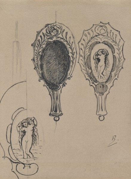 Design for a Hand Mirror, c. 1900-1902. Félix Bracquemond (French, 1833-1914). Ink on paper; sheet: