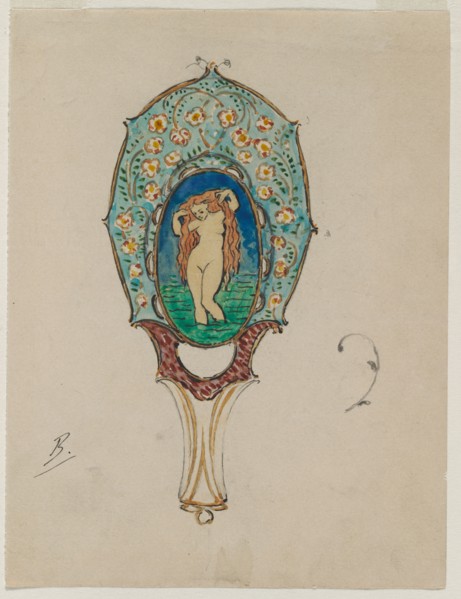 Design for a Hand Mirror, c. 1900-1902. Félix Bracquemond (French, 1833-1914). Ink on paper; sheet: