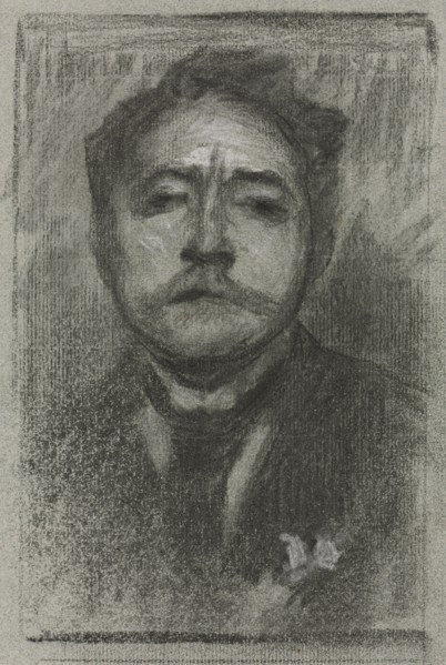 Self-Portrait, c. 1895. Eugène Carrière (French, 1849-1906). Black charcoal with white heightening;