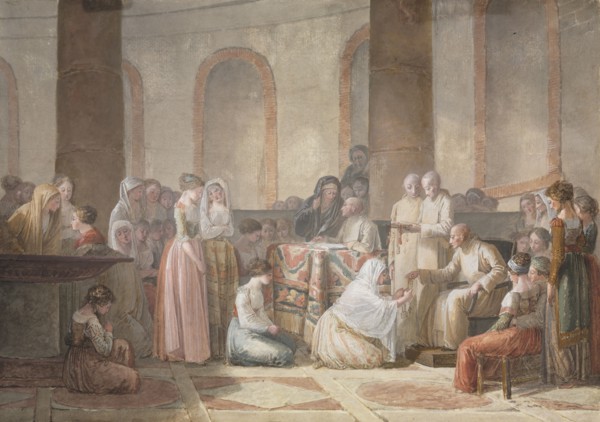 The Distribution of Rosaries, 1793. Jean-Baptiste Mallet (French, 1759-1835). Watercolor and