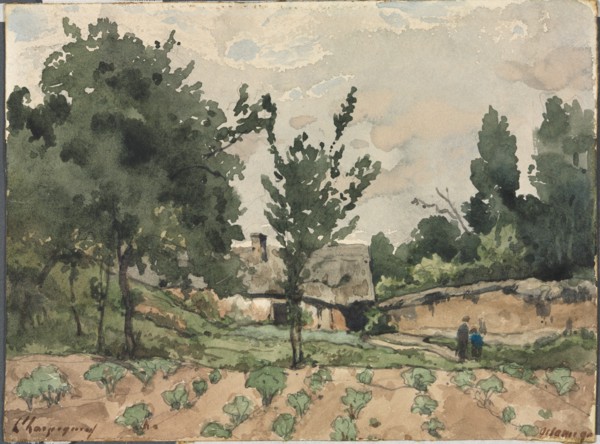 Landscape with Farmhouse, 1892. Henri Joseph Harpignies (French, 1819-1916). Watercolor with