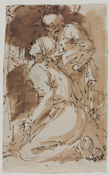 Figure Studies, c. 1640-1649. Salvator Rosa (Italian, 1615-1673). Pen and brown ink and wash;