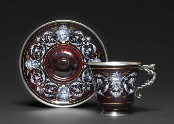 Cup and Saucer, c.1880-1900. France, 19th century. Silver, enamel; overall: 6.5 x 8.5 x 6.5 cm (2