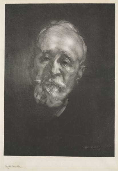 Puvis de Chavannes, 1897. Eugène Carrière (French, 1849-1906). Lithograph on chine collé