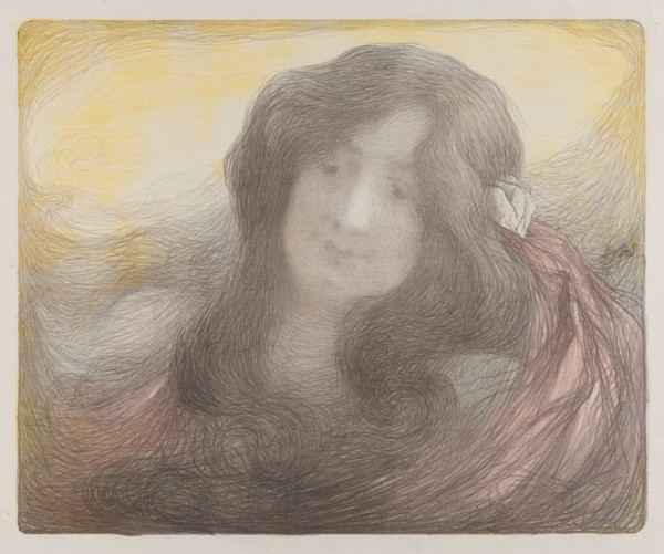 Girl with Long Hair, c. 1898. Edmond François Aman-Jean (French, 1858-1936). Color lithograph;