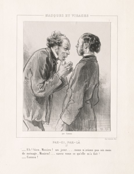 Masques et Visages: Par-ci, Par-la, 1850s. Paul Gavarni (French, 1804-1866). Lithograph on chine