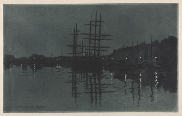 Effect of Moon at Dieppe, c. 1885. Henri Charles Guérard (French, 1846-1897). Color aquatint and