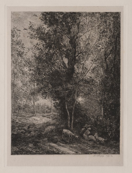 The Shepherd and Shepherdess, 1874. Charles François Daubigny (French, 1817-1878). Etching on chine