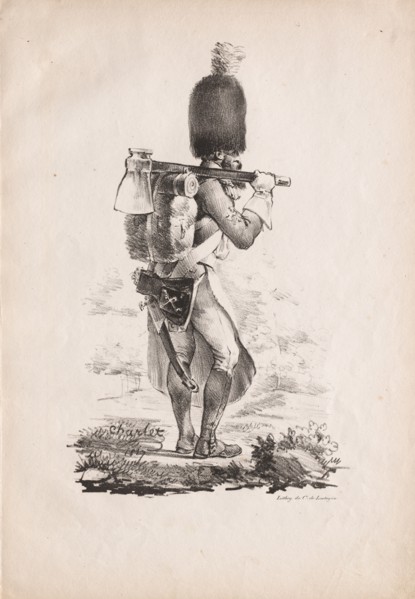 Military Costumes: Infantry Sapper, 1817-1818. Nicolas Toussaint Charlet (French, 1792-1845).