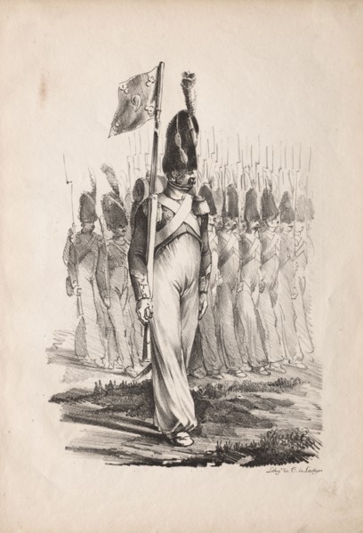 Military Costumes: Carabiners Sargent, General Guide , 1817-1818. Nicolas Toussaint Charlet