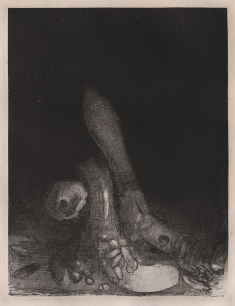 The Temptation of St. Anthony: Flowers Fall and the Head of a Python Appears, Plate V, 1896. Odilon
