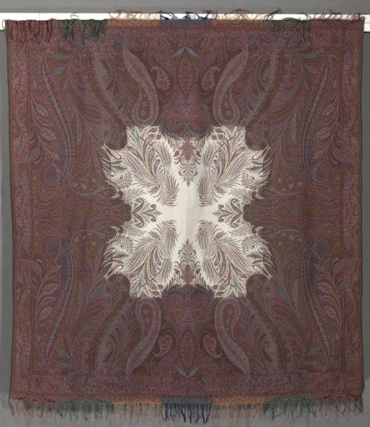 Square shawl with Quarter Shawl Layout and Ivory Center, 1848-1851. Austria, England, France, or