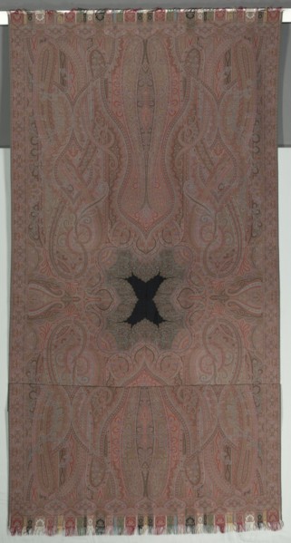 Long Shawl with Large Symmetrical Botehs and Small Black Center, 1855-1862. France, Paris, 19th
