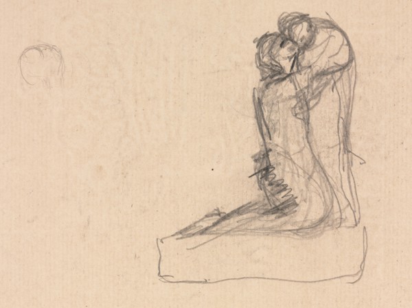 Sketch of Two Figures Embracing (verso). Théodule Ribot (French, 1823-1891). Graphite; sheet: 23.5