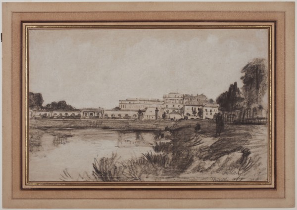 View of Versailles, 1800s. Antoine Vollon (French, 1833-1900). Black and white chalk; sheet: 31.5 x