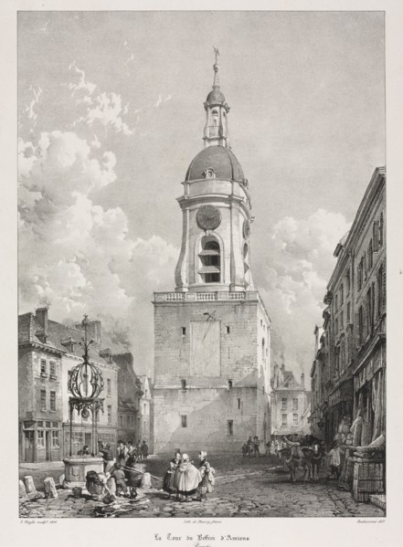 Picturesque and Romantic Travels in Old France, Picardie:  The Belfry Tower of Amiens, Picardie