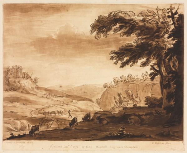 Liber Veritatis:  No. 7, An Island Scene of a Mountainous Country with Cattle, 1774. Richard Earlom