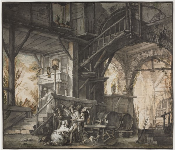Theater Scene, c. 1775-1776. Giovanni David (Italian, 1743-1790). Watercolor and extensive point of