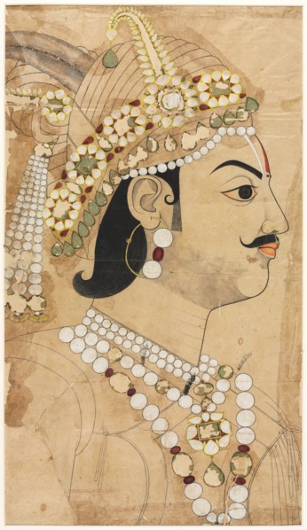 Portrait of Maharaja Pratap Singh (1764–1803), c. 1793. Attributed to Sahib Ram (Indian, active