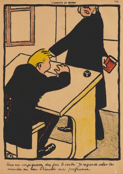 L'Assiete au Beurre: Crimes and Punishments XVII, 774: You shall conjugate, 1871. Félix Vallotton