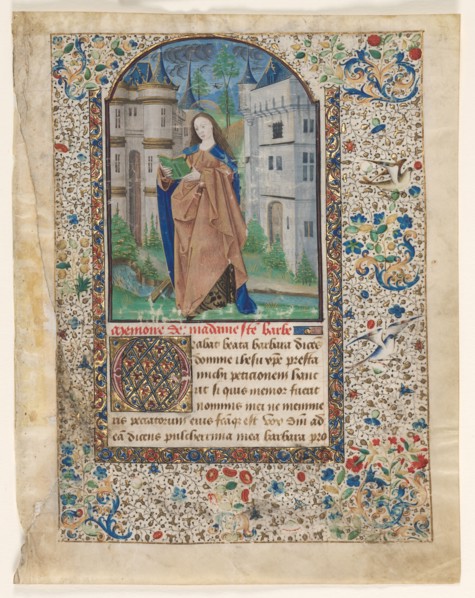 Leaf from a Book of Hours: St. Barbara (2 of 2 Excised Leaves), c. 1465. Master of Jacques de