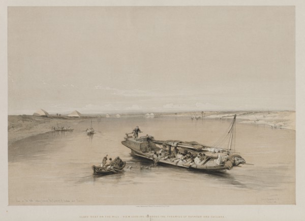 Egypt and Nubia, Volume I: View on the Nile Looking Towards the Pyramids of Dashour and Saccara,