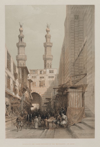 Egypt and Nubia, Volume III: Minarets, and Grand Entrance of the Metwaleys, at Cairo, 1848. Louis