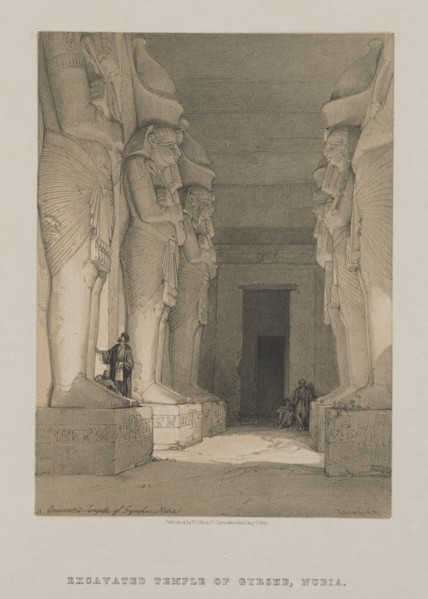Egypt and Nubia, Volume I: Excavated Temple of Gyrshe, Nubia, 1846. Louis Haghe (British,