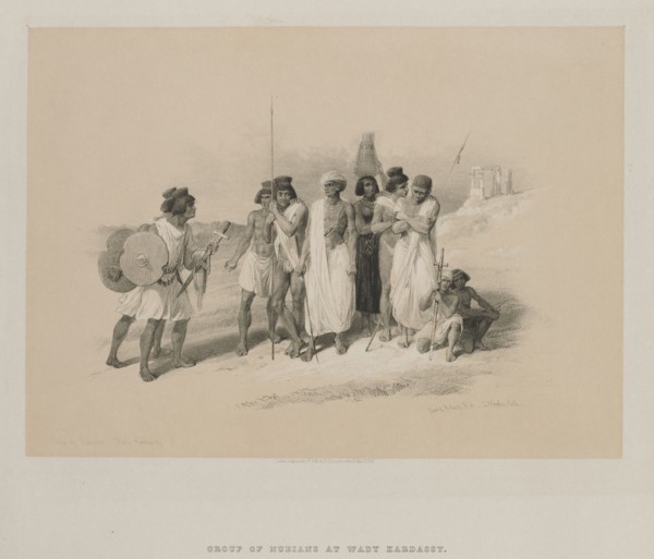 Egypt and Nubia, Volume II: Group of Nubians-Wady Kardasey, 1847. Louis Haghe (British, 1806-1885),