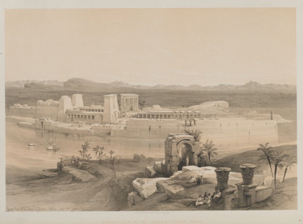 Egypt and Nubia, Volume I: General View of the Island of Philae, Nubia, 1846. Louis Haghe (British,